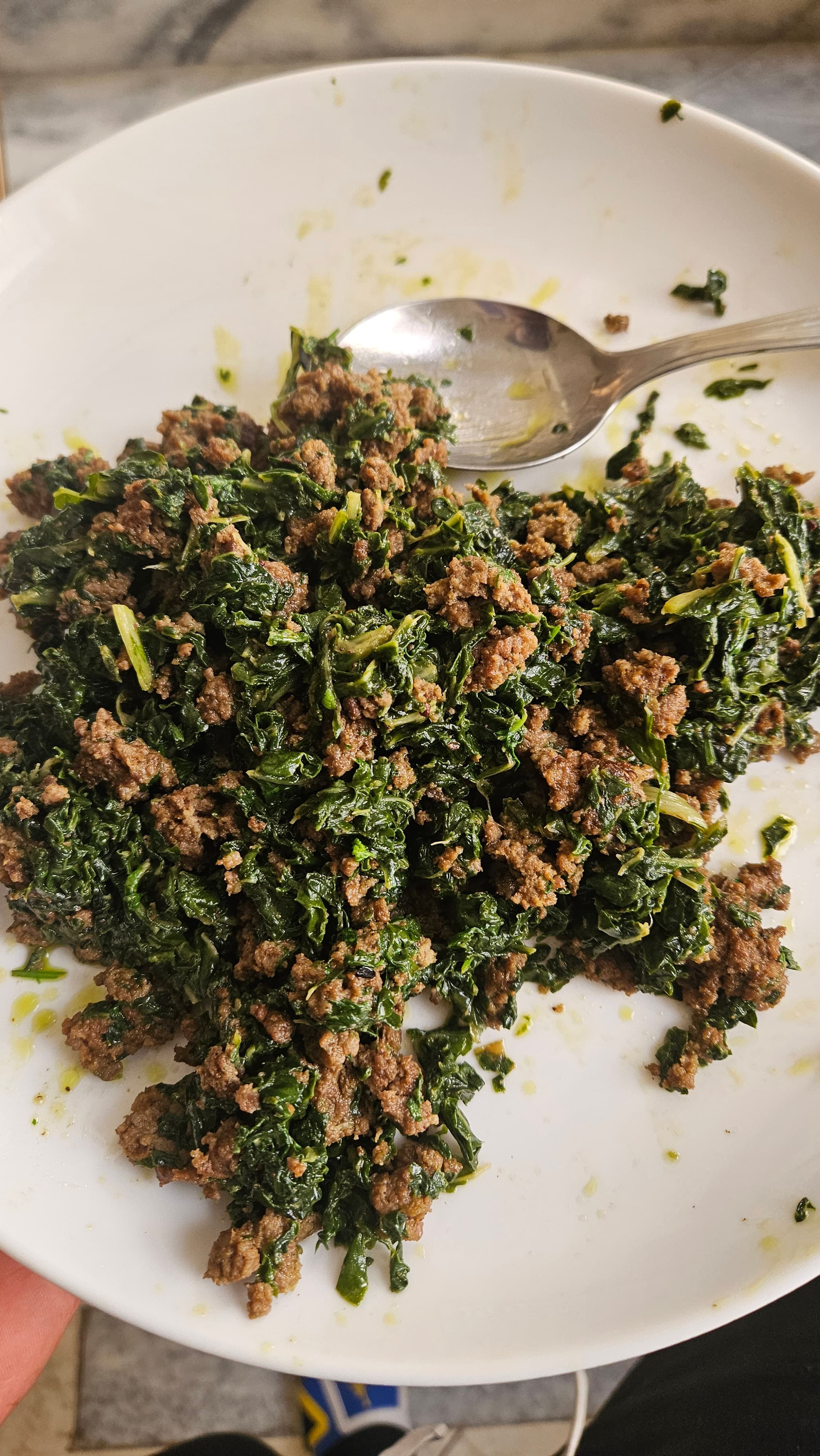 Swiss chard and meat with cream